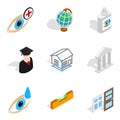 Wonderful job icons set, isometric style