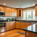 Wonderful kitchen area with honey-colored cabinetry