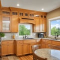 Wonderful kitchen area with honey-colored cabinetry