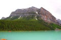 The wonderful lake louise in the canadian Rocky Mountains on a cloudy day Royalty Free Stock Photo