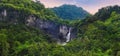 Wonderful Landscape of Cascade Waterfall in Tropical Rainforest