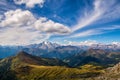 Wonderful landscape of the Dolomites Alps. Amazing view of Marmolada mountain. Location: South Tyrol, Dolomites, Italy. Travel in Royalty Free Stock Photo