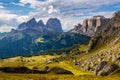 Wonderful landscape of the Dolomites Alps. Majestic Langkofel Sassolungo and Sella Ronda. Location: South Tyrol, Dolomites,