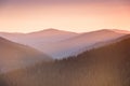 Wonderful landscape in the mountains at sunrise. Golden Hour morning light. Effect warm natural light. Royalty Free Stock Photo