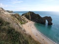Famous arch, durdle door at the english coast in summer