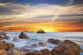 Wonderful Landscape With Sunset On The Beach On The Seashore In