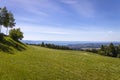 Wonderful landscapes with green fields an a view to Lake Constance