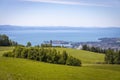 Wonderful landscapes with green fields an a view to Lake Constance