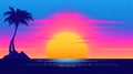 a wonderful lofi inspired sunset wallpaper design, ai generated image