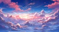 wonderful manga artwork of impressive epic pink clouds in the sky Royalty Free Stock Photo