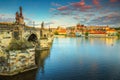 Wonderful medieval stone Charles bridge and castle, Prague, Czech Republic Royalty Free Stock Photo