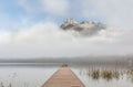 Wonderful Misty morning. autumn scene of Altaussee lake