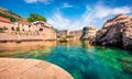 Wonderful morning view of famous Fort Bokar in city of Dubrovnik. Bright summer seascape of Adriatic sea, Croatia, Europe. Beautif Royalty Free Stock Photo