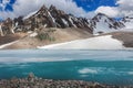 Wonderful mountain landscape with turquoise lake, reflection, peaks . Picturesque view near Adygine lake. Royalty Free Stock Photo