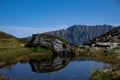 Wonderful mountain panorama with a small lake