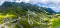 Wonderful mountain scenery. mountain road with perfect blue sky. Romania. Carpathians, Ridge Fagarash. Transfagarasan road. Royalty Free Stock Photo