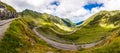 Wonderful sunny scenery. mountain road with perfect sky. Transfagarasan highway, Europe, Romania Transfagasan road , Ridge Fagaras Royalty Free Stock Photo