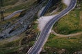 Wonderful mountain view. mountain winding road with many turns in autumn day. Transfagarasan highway, the most beautiful road in Royalty Free Stock Photo