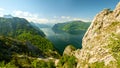 Wonderful mountains scenery over Traunsee lake, Salzkammergut, Austria