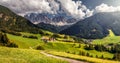 Wonderful Nature Landscape. Santa Maddalena, the Dolomites Alps. Italy