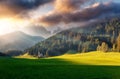 Wonderful Nature Landscape. Santa Maddalena, the Dolomites Alps. Italy