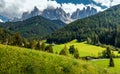 Wonderful Nature Landscape. Santa Maddalena, the Dolomites Alps. Italy