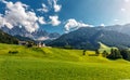 Wonderful Nature Landscape. Santa Maddalena, the Dolomites Alps. Italy