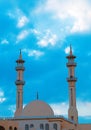 A wonderful nice colorful photo of mosque with minaret in cairo egypt, used as illustration, wallpaper, abstract, background, ca