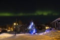 A wonderful night northern lights flying over the Nortrh o