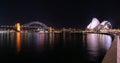 Wonderful Night view of Harbor Bridge and opera house with colourful city at Sydney, Australia. Royalty Free Stock Photo