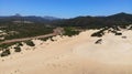 Aerial view by drone, Piscinni beach, Sardinia, italy