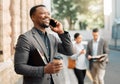 This is a wonderful opportunity. a businessman making a phone call using his smartphone.