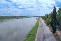 Wonderful panorama of Vistula promenade in Warsaw. River embankment