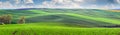 Wonderful panoramic view of fields in beautiful colorful valley Royalty Free Stock Photo