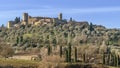 Wonderful panoramic view of the medieval village of Montemerano, Grosseto, Tuscany, Italy