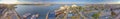 Wonderful panoramic view of Queen Mary from the air, Long Beach, California - USA Royalty Free Stock Photo