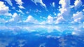 wonderful peaceful scenery of clouds above the ocean, anime artwork