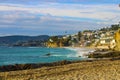 Wonderful of the pirate tower at Victoria beach with blue ocean waves, blue sky and majestic cloud formations Royalty Free Stock Photo