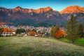 Wonderful Prahova valley in autumn, Busteni, Transylvania, Romania, Europe