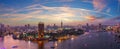 Wonderful purple sunset panorama of the Nile and Gezira island in Cairo, Egypt Royalty Free Stock Photo