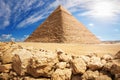 Wonderful Pyramid of Khafre, Giza desert, Cairo, Egypt Royalty Free Stock Photo