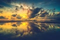 Wonderful quiet tropical sunset over bottle beach