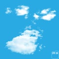 Wonderful realistic light clouds on a blue background. Vector