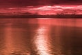 A wonderful red sunset over the sea and islands Royalty Free Stock Photo