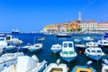 Wonderful romantic old town at Adriatic sea. Boats and yachts in Royalty Free Stock Photo