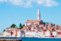 Wonderful romantic old town at Adriatic sea at magical summer day. Rovinj. Istria. Croatia. Europe Royalty Free Stock Photo