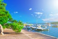 Wonderful romantic summer evening landscape panorama coastline A Royalty Free Stock Photo