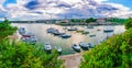 Wonderful romantic summer evening landscape panorama coastline A Royalty Free Stock Photo