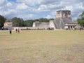 Wonderful ruins of great ball court buildings on Chichen Itza in Mexico, largest and most impressive in country Royalty Free Stock Photo