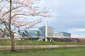 Wonderful sakura blossom in Kaunas, Lithuania. Nemunas island, beautiful spring view of the city. Gorgeous cherry, Prunus speciosa Royalty Free Stock Photo